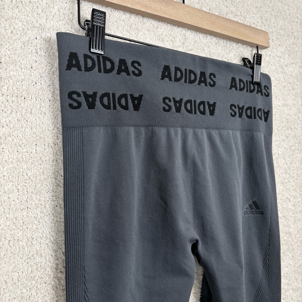 Adidas Leggings Womens 1X Grey 7/8 Tight High Rise Aeroknit Gym Workout Outdoors - Picture 2 of 10